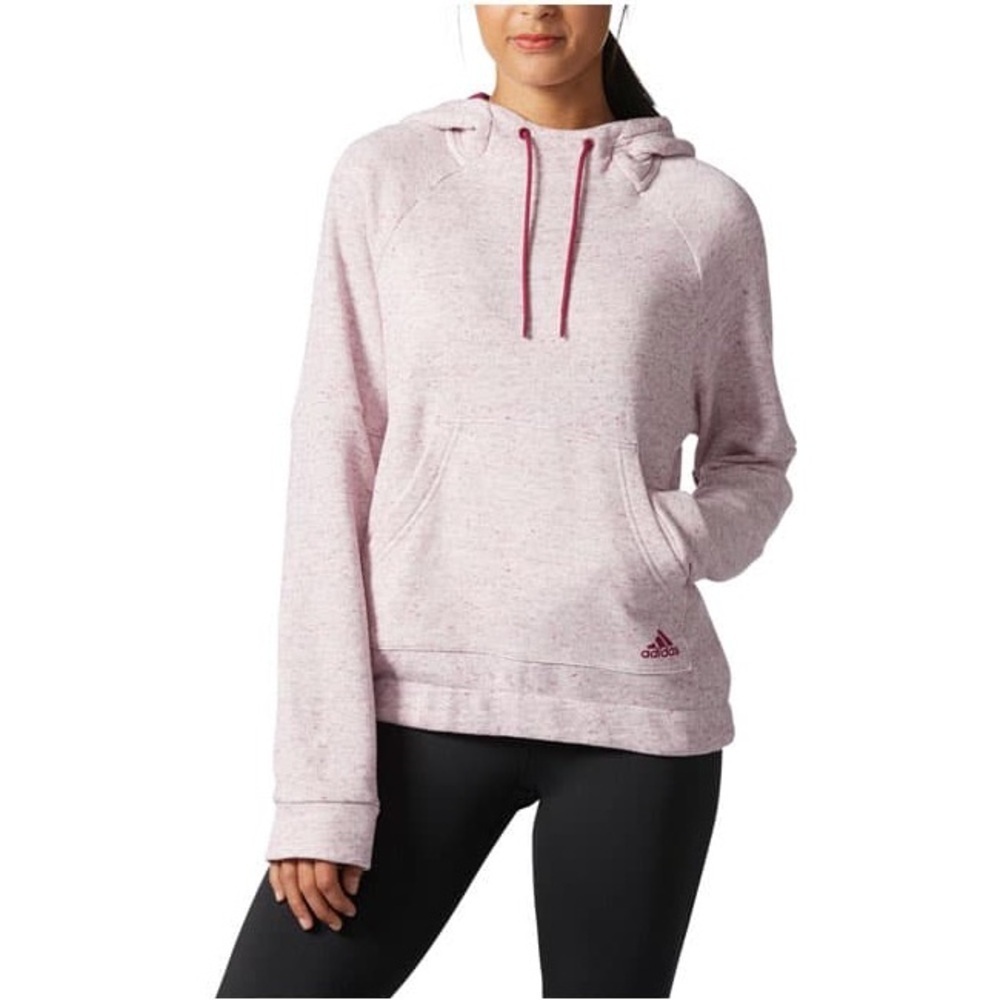 Adidas Sport-2-Street Hooded Sweatshirt Pink Pullover Athleisure Small Women’s